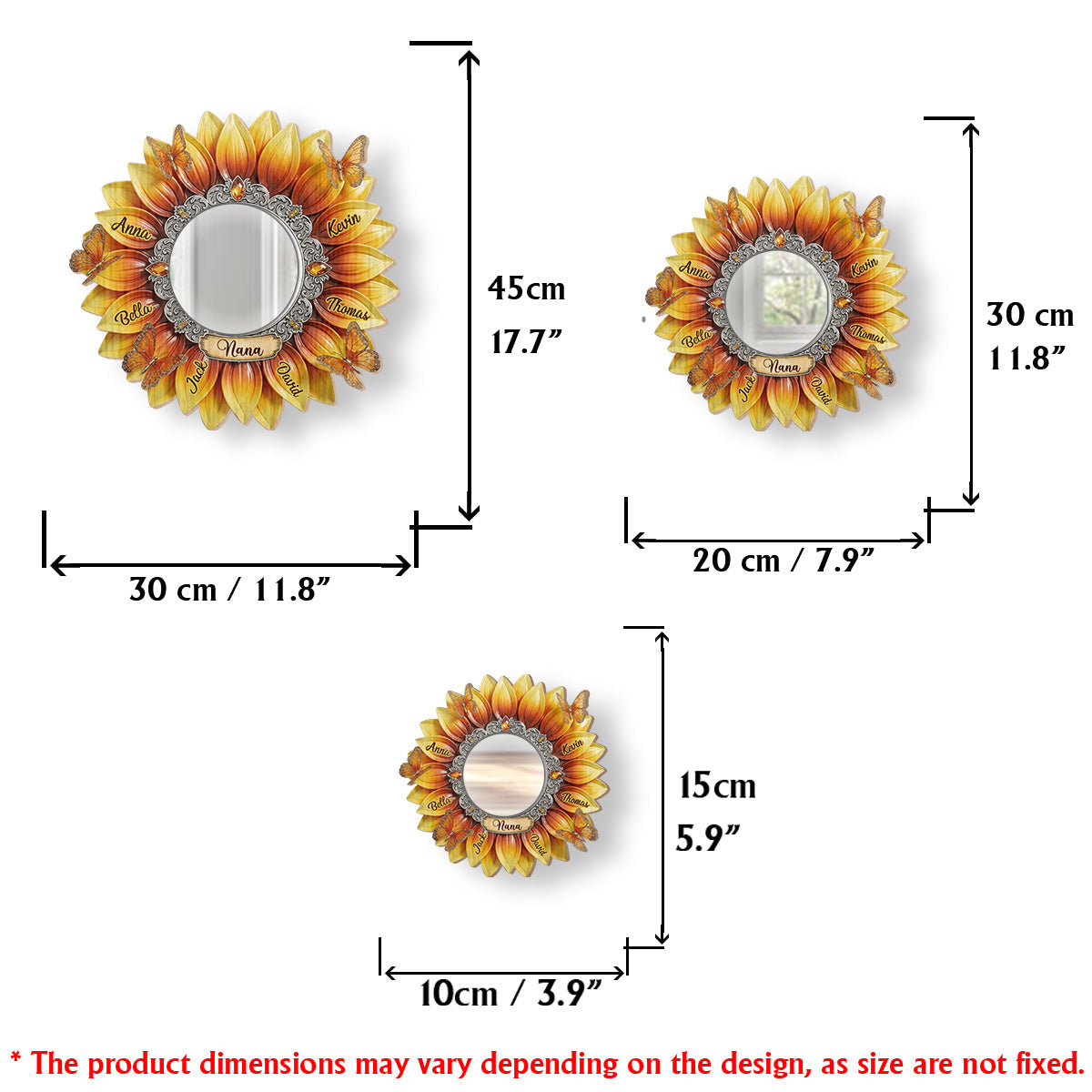 Meilleure grand-mère du monde - Miroir mural personnalisé pour grand-mère
