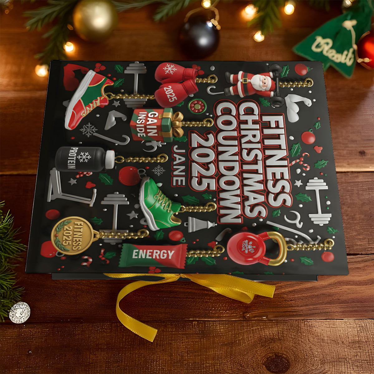 Pas de douleur, pas de gain - Calendrier de l'Avent pliable et personnalisé avec décorations