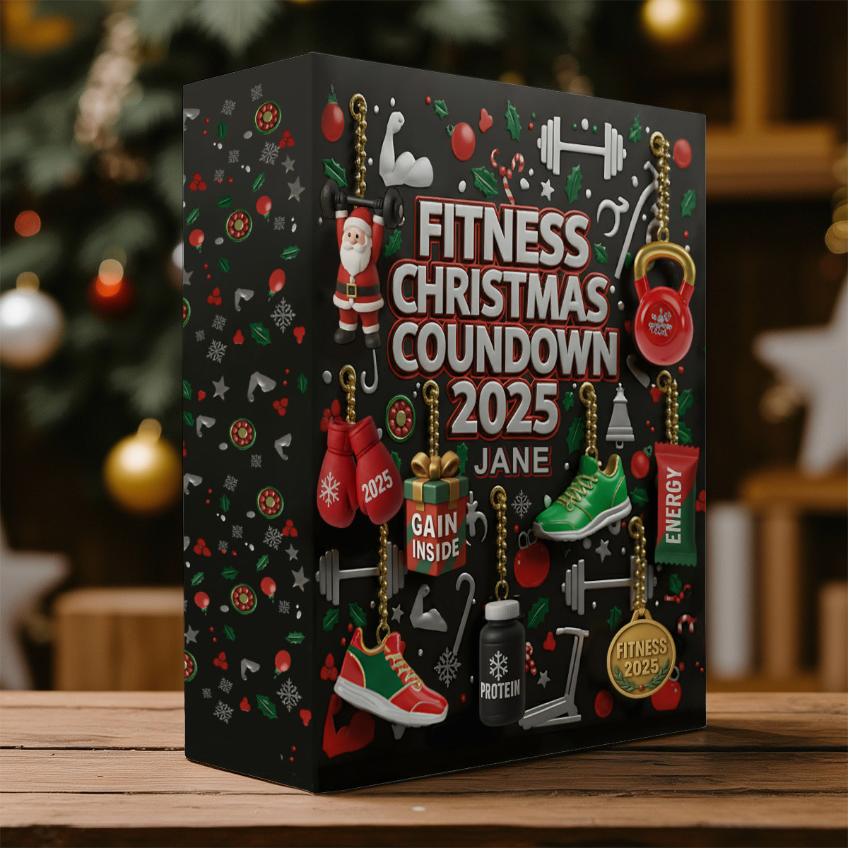 Pas de douleur, pas de gain - Calendrier de l'Avent pliable et personnalisé avec décorations