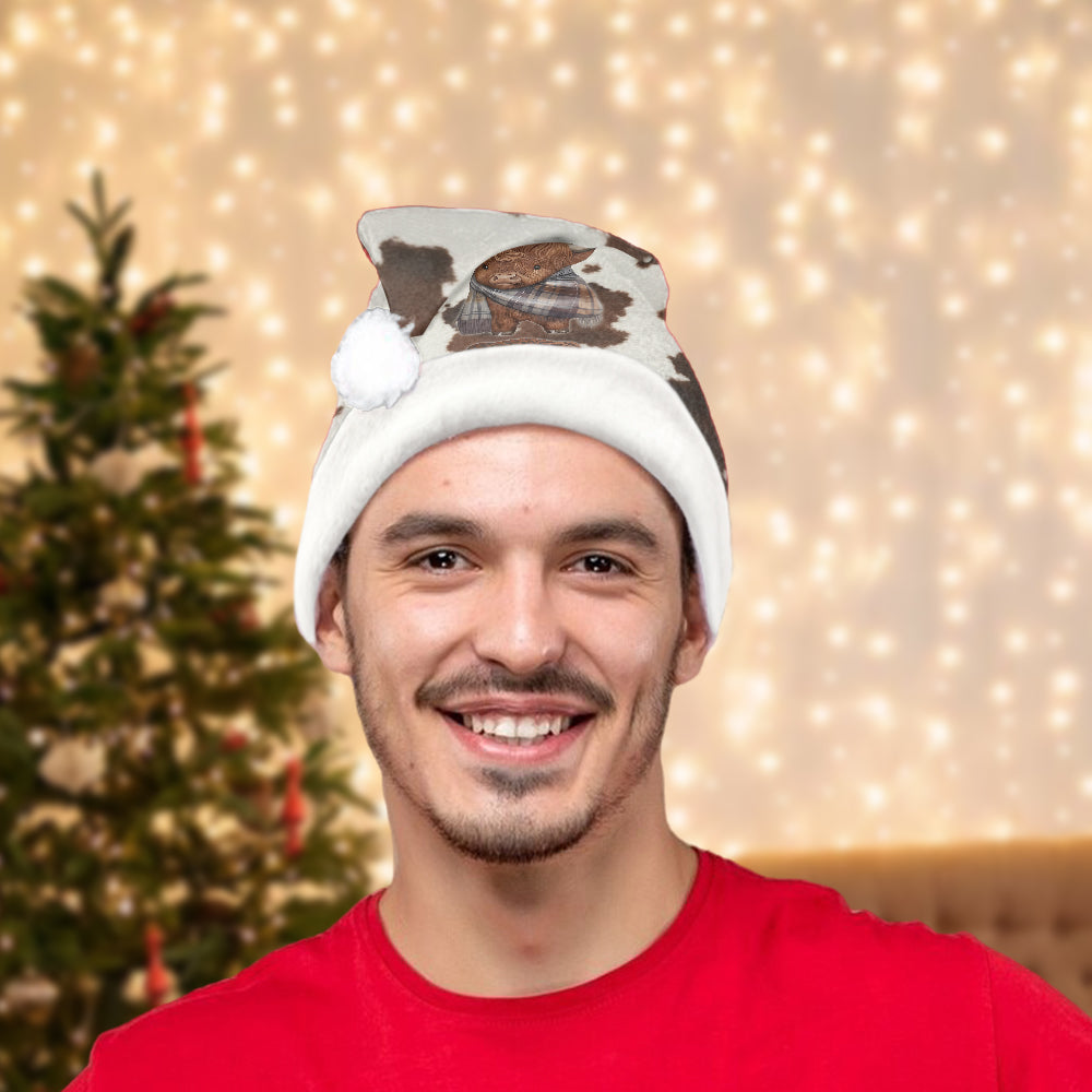 J'adore les vaches Highland - Chapeau de Père Noël personnalisé avec une vache Highland
