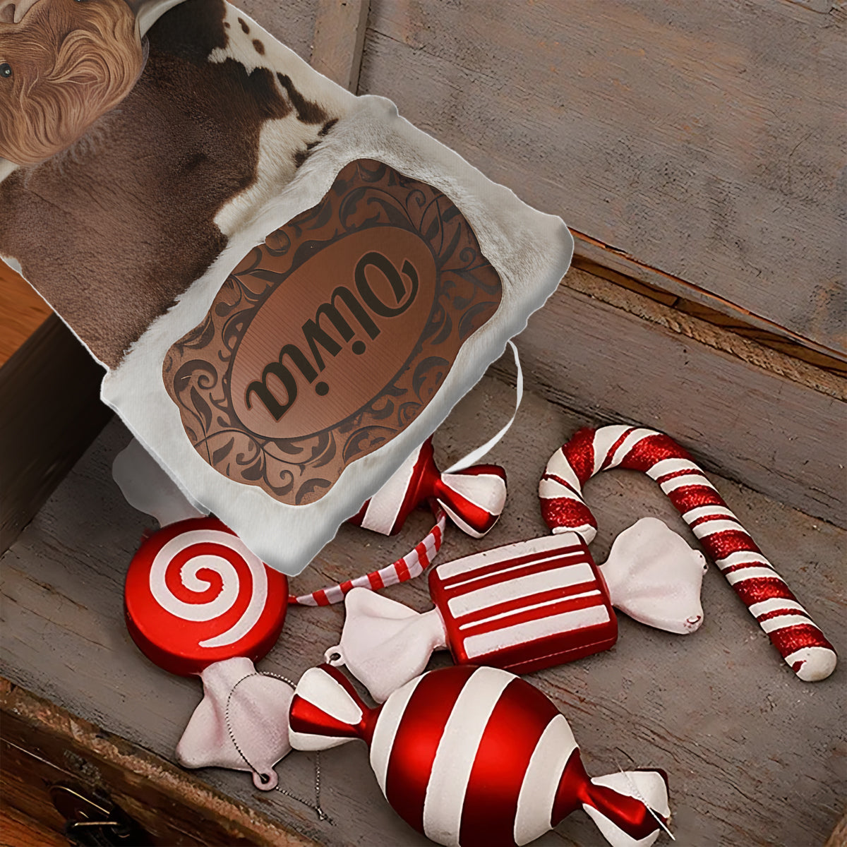 Joyeux Noël - Chaussette de Noël personnalisée en forme de vache des Highlands