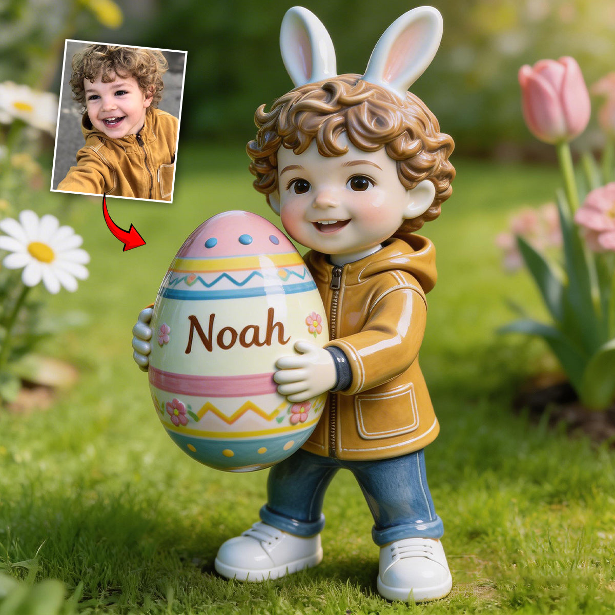 Custom Any Photo Best Easter Gift - Personalized Kid Acrylic Garden Sign/ Acrylic Plaque Sign