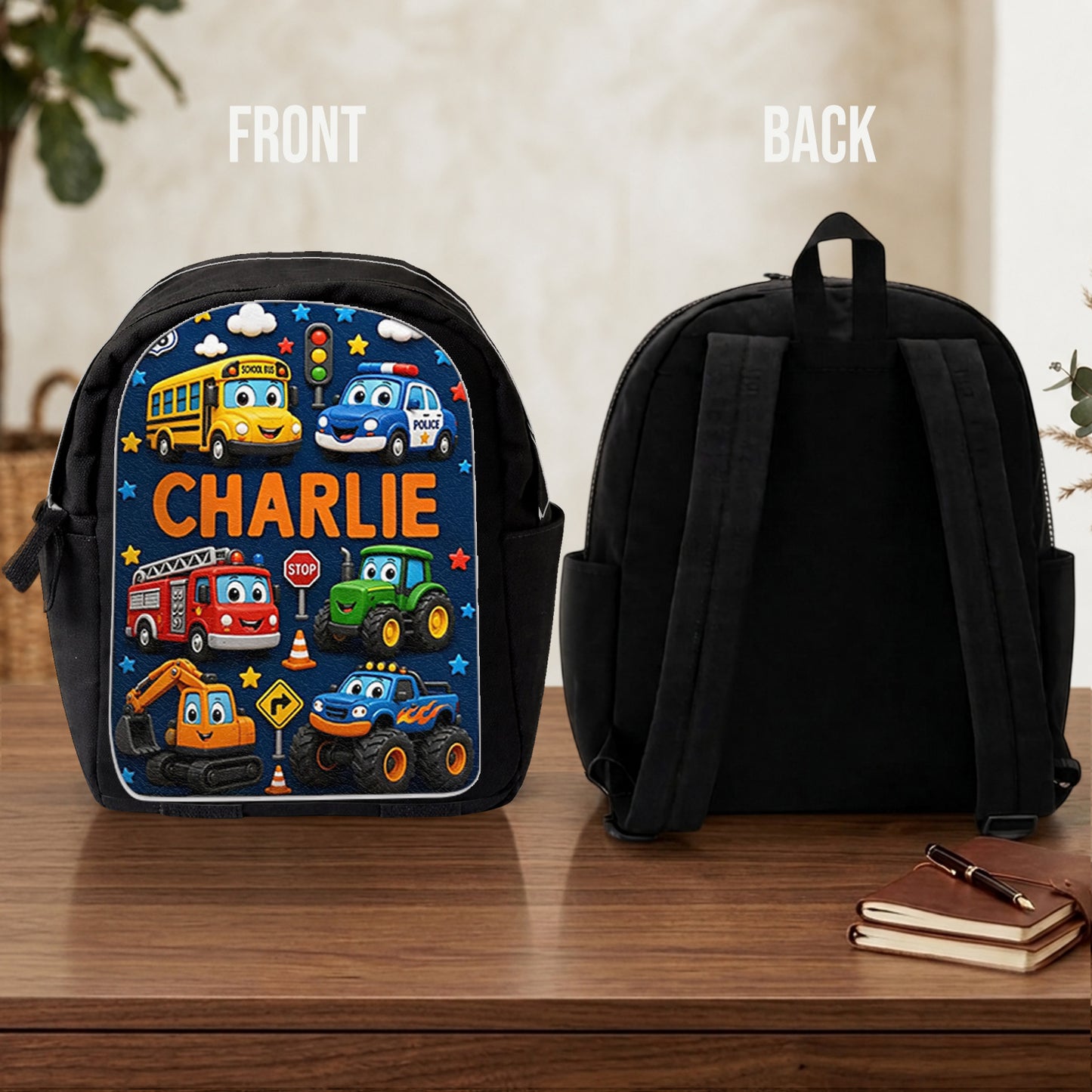 First Day of School, Back To School Gift - Personalized Kid Changeable Leather Patch Backpack