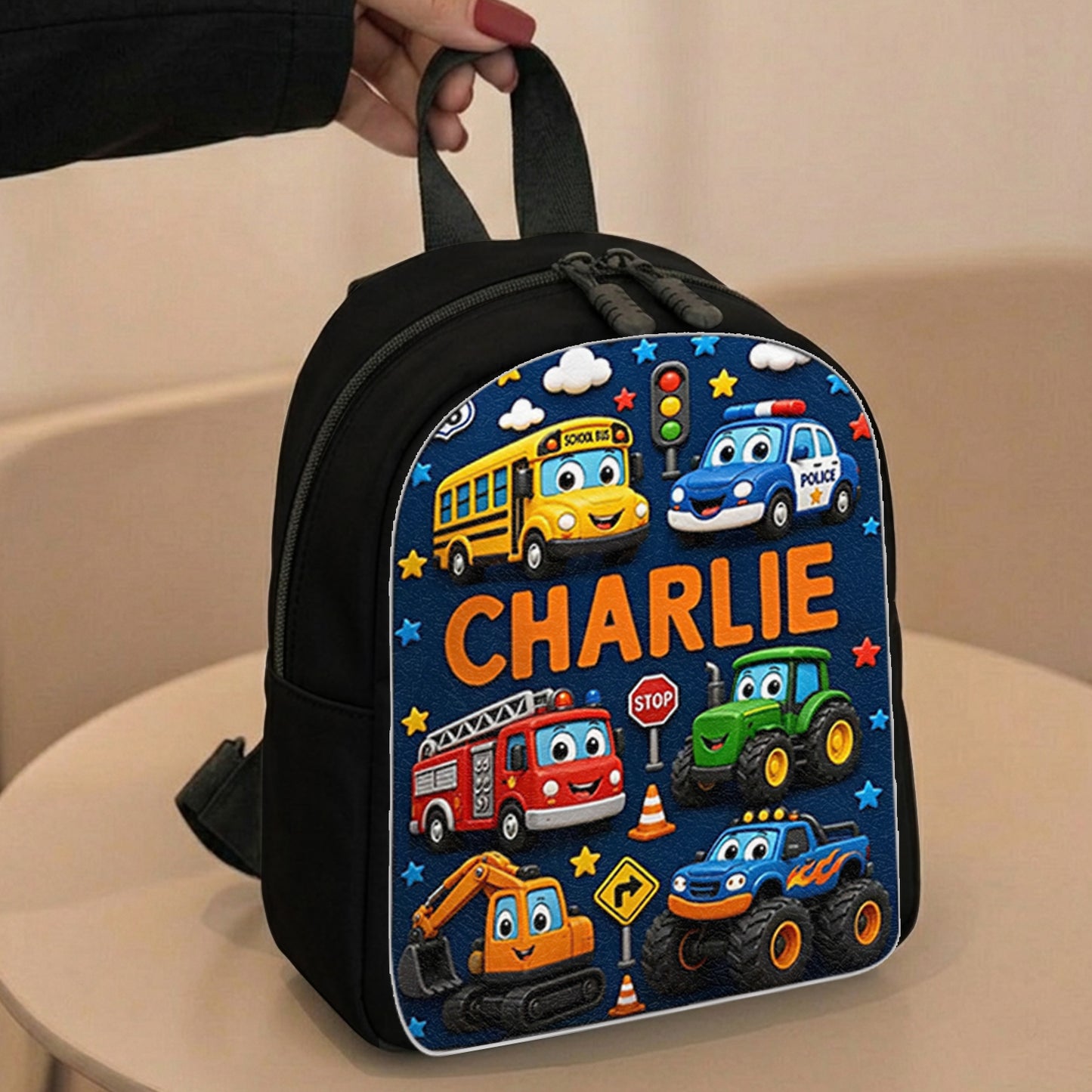 First Day of School, Back To School Gift - Personalized Kid Changeable Leather Patch Backpack