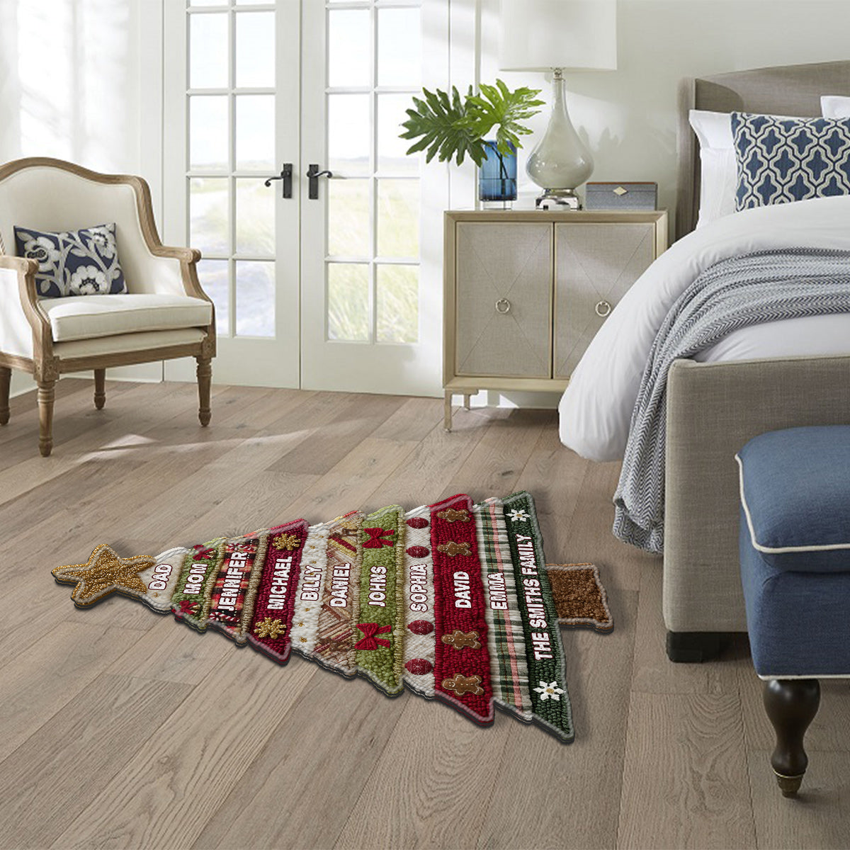 Joyeux Noël - Tapis touffeté antidérapant personnalisé pour toute la famille