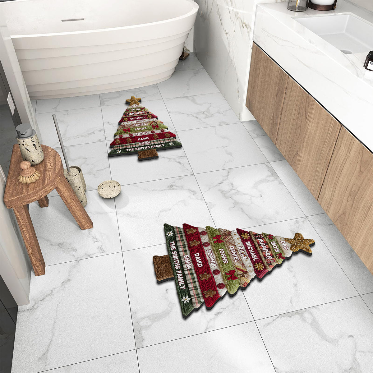 Joyeux Noël - Tapis touffeté antidérapant personnalisé pour toute la famille