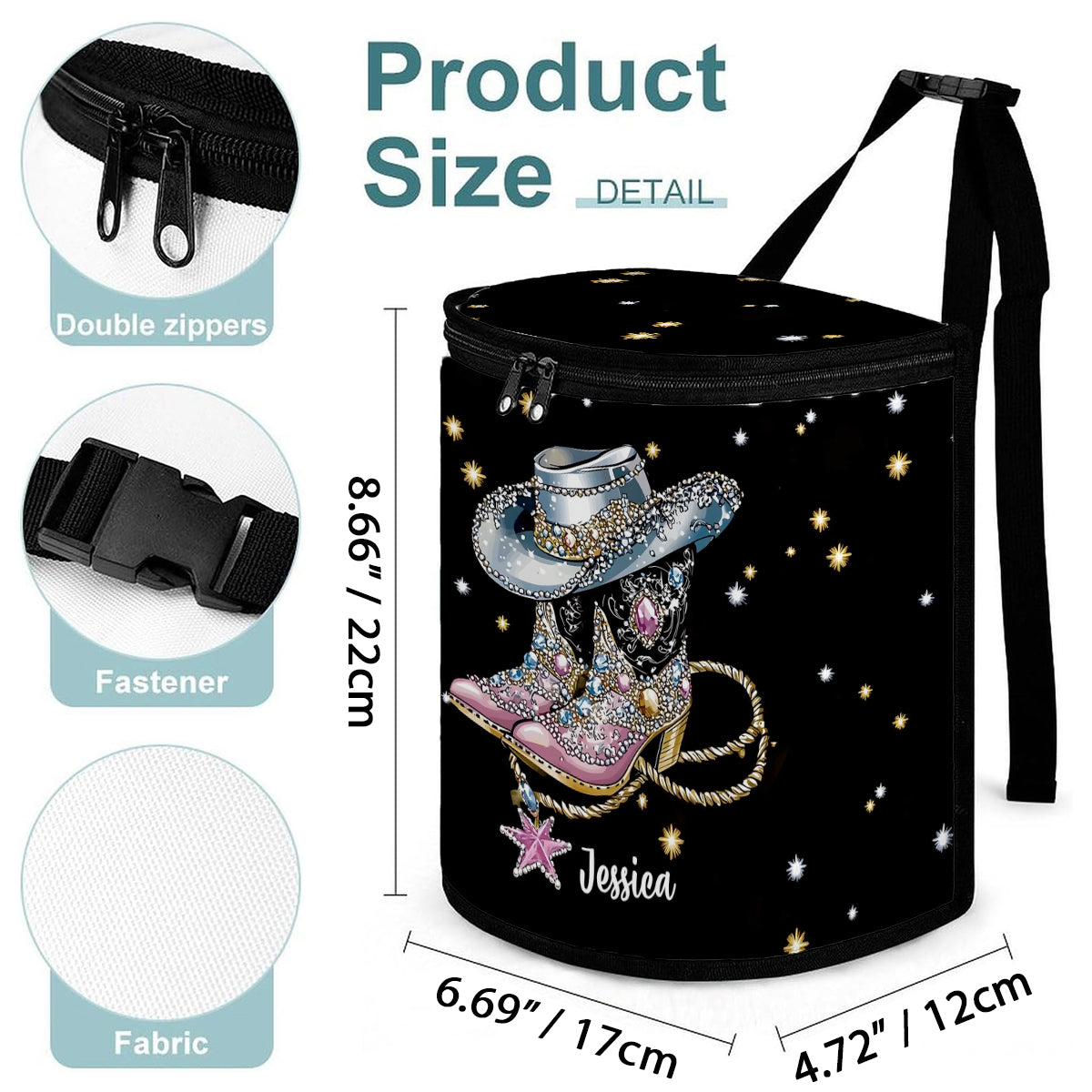 Poubelle de voiture portable personnalisée Cool Cowgirl - Organisateur