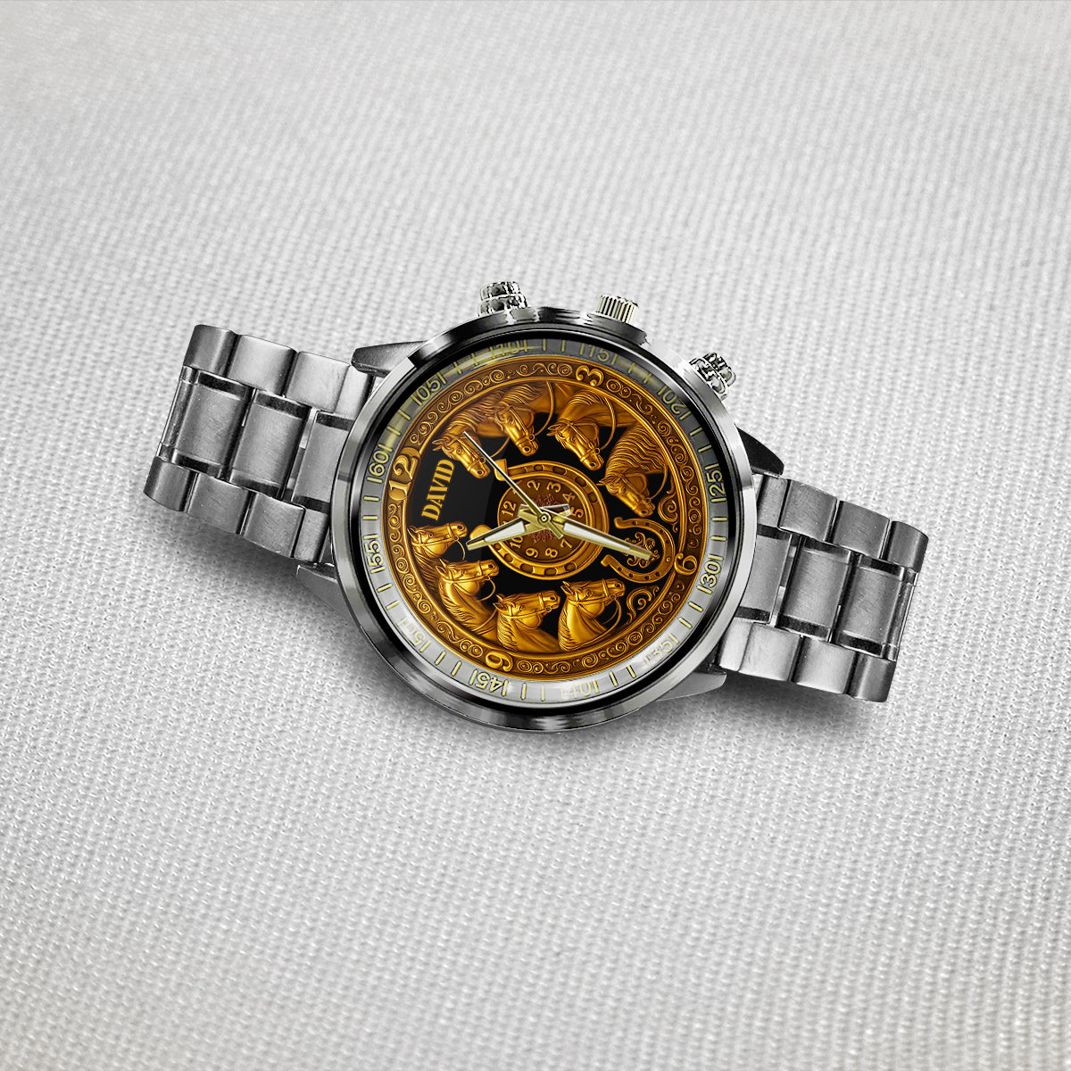Golden Horse - Montre-bracelet personnalisée à motif cheval