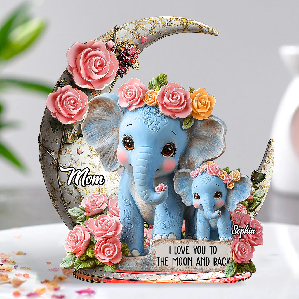 I Love You To The Moon And Back - Personalized Mother Custom Shaped Acrylic Plaque