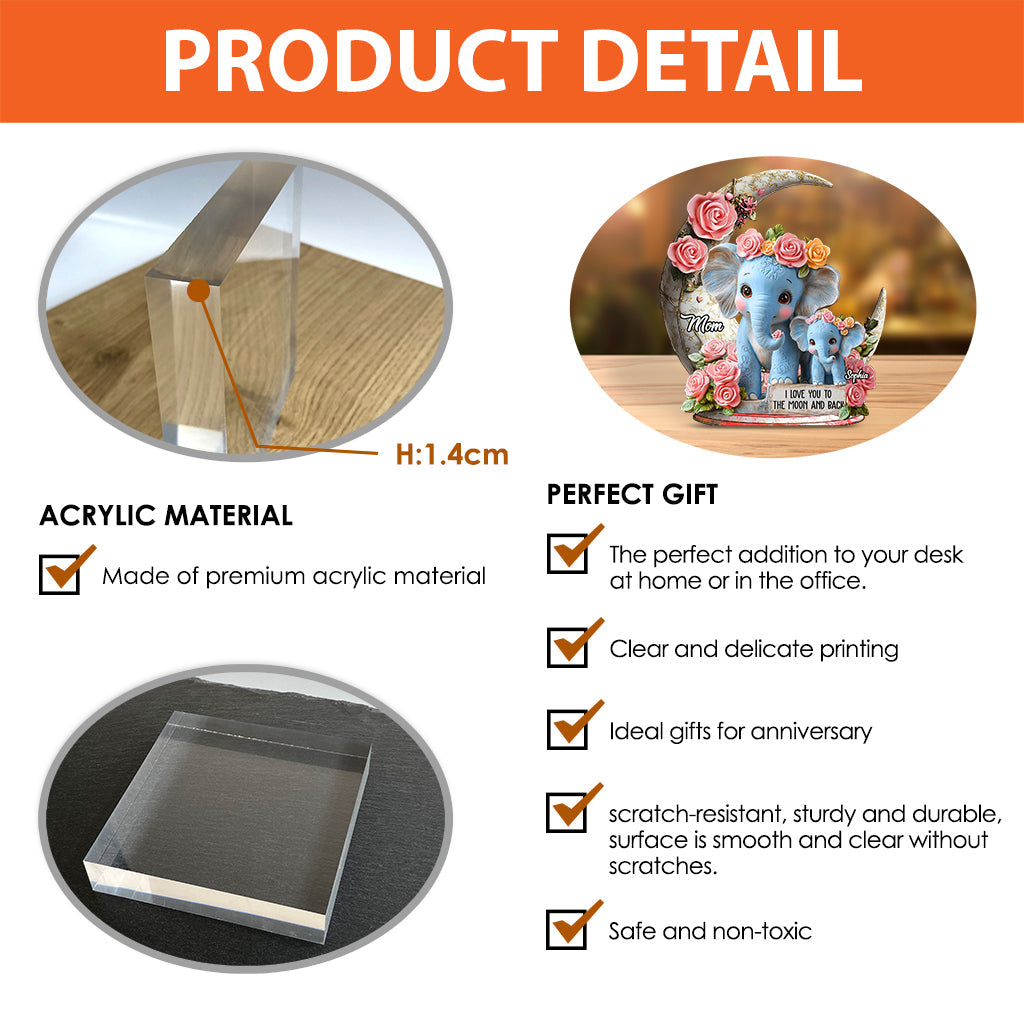 I Love You To The Moon And Back - Personalized Mother Custom Shaped Acrylic Plaque