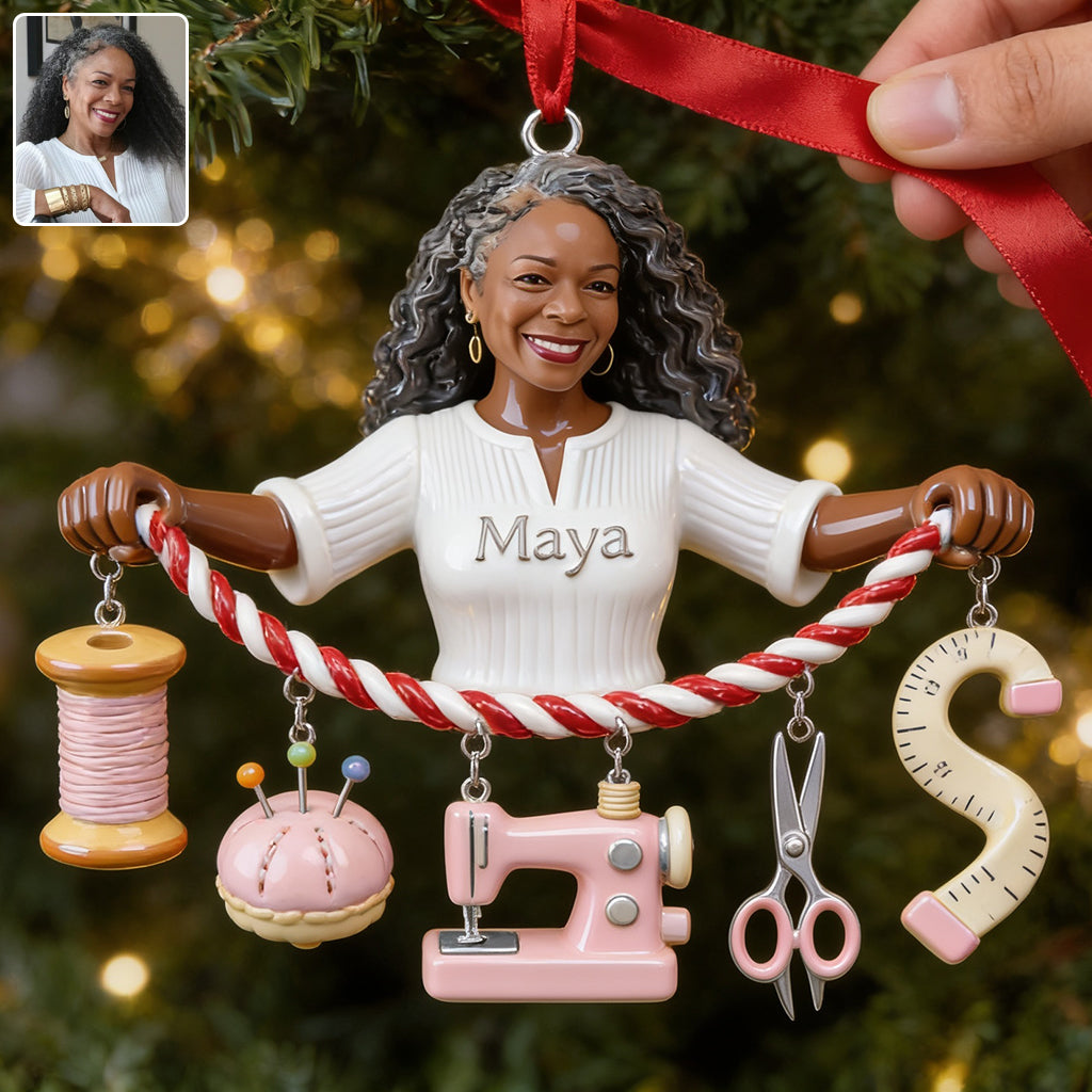 Sew Much Joy This Christmas - Personalized Sewing Ornament With Charm