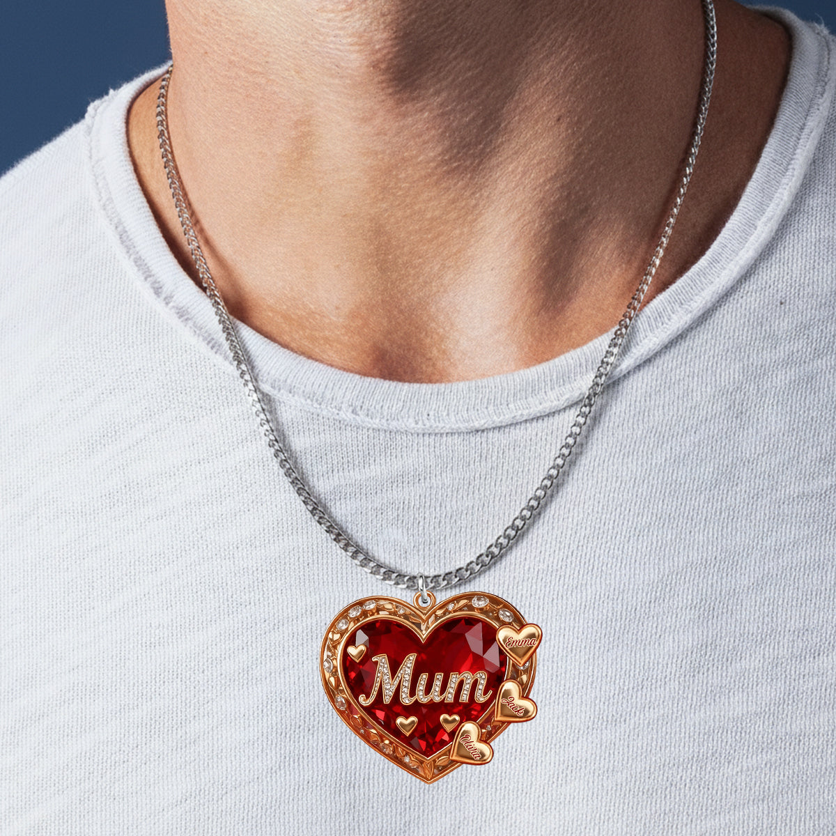 We Love You Mom - Personalized Mother Shaped Metal Pendant Necklace