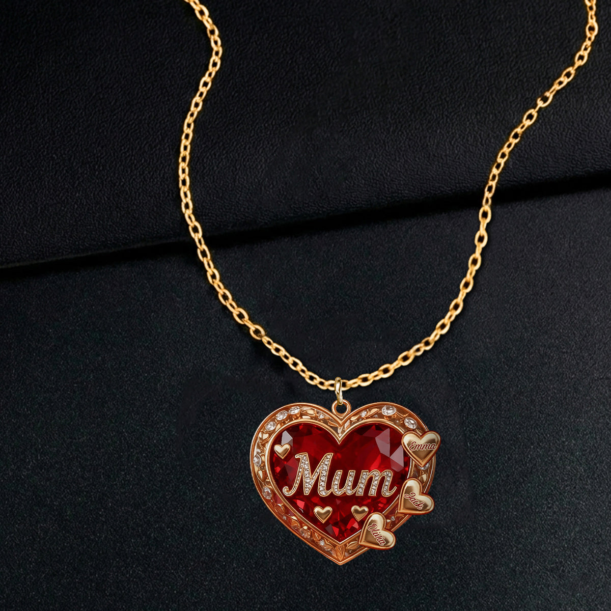 We Love You Mom - Personalized Mother Shaped Metal Pendant Necklace
