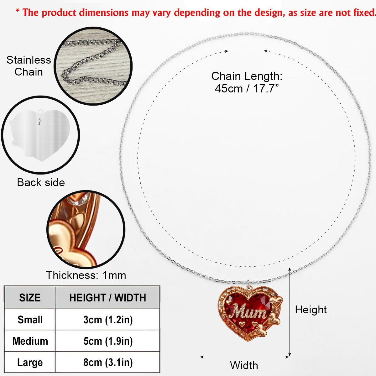 We Love You Mom - Personalized Mother Shaped Metal Pendant Necklace