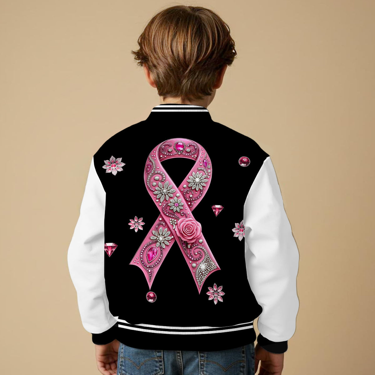 Faith Hope Love - Personalized Breast Cancer Awareness Varsity Jacket
