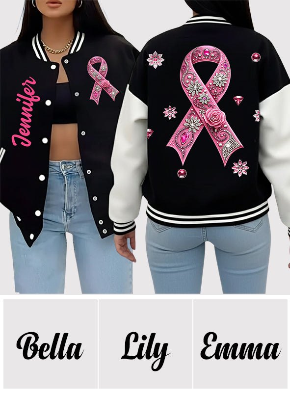 Faith Hope Love - Personalized Breast Cancer Awareness Varsity Jacket