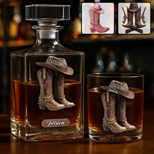Western Spirit - Coffret carafe à whisky personnalisée Cowgirl