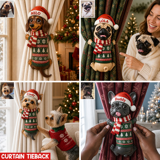 Cadeau de Noël Amusant pour Animaux - Attache-Curtain Personnalisé pour Chien