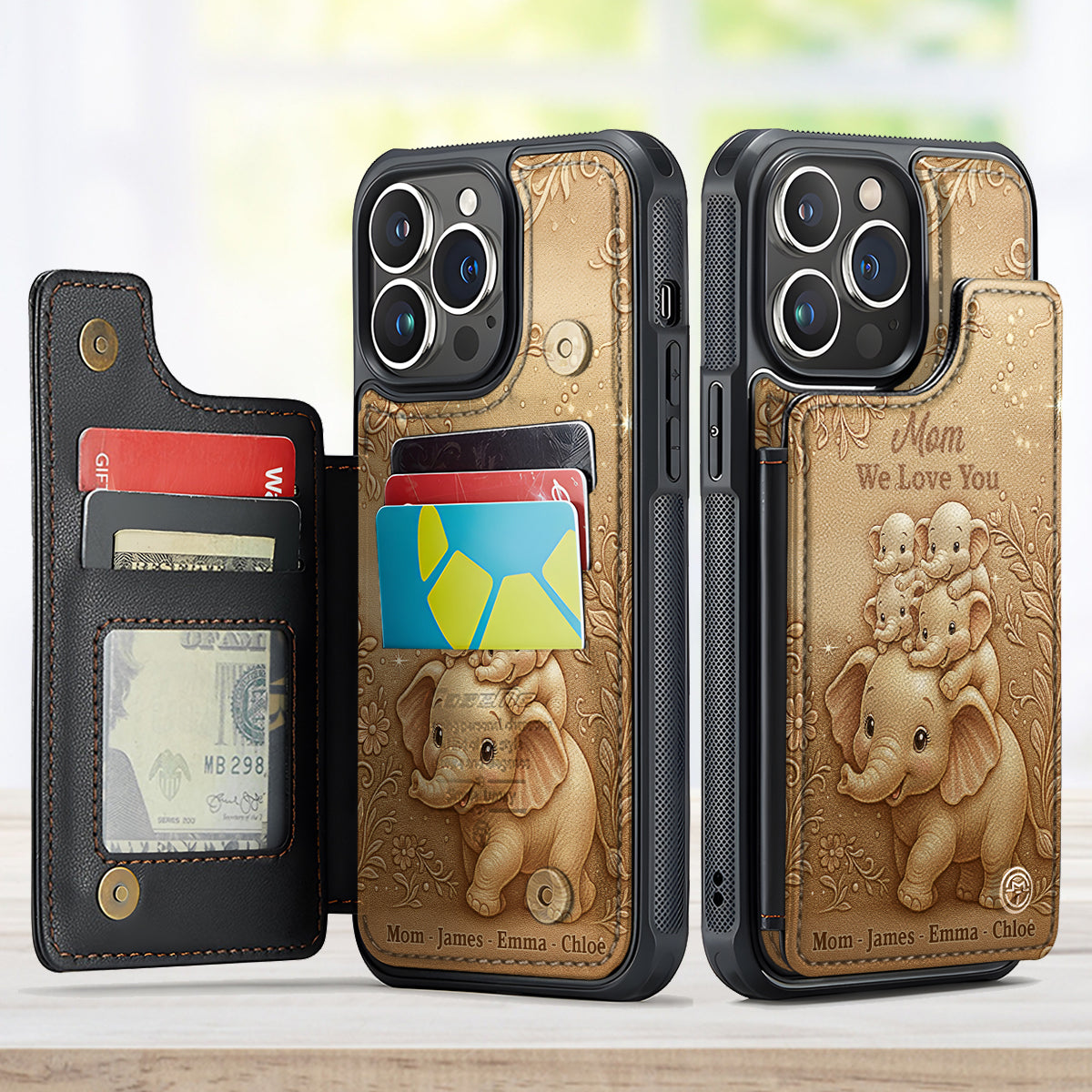 Nous t'aimons - Étui portefeuille personnalisé pour maman, entièrement imprimé