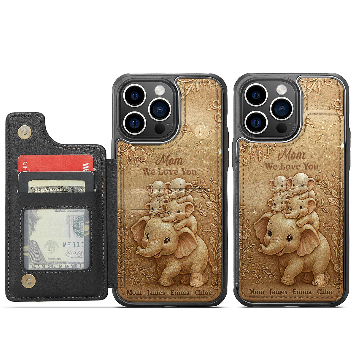 Nous t'aimons - Étui portefeuille personnalisé pour maman, entièrement imprimé