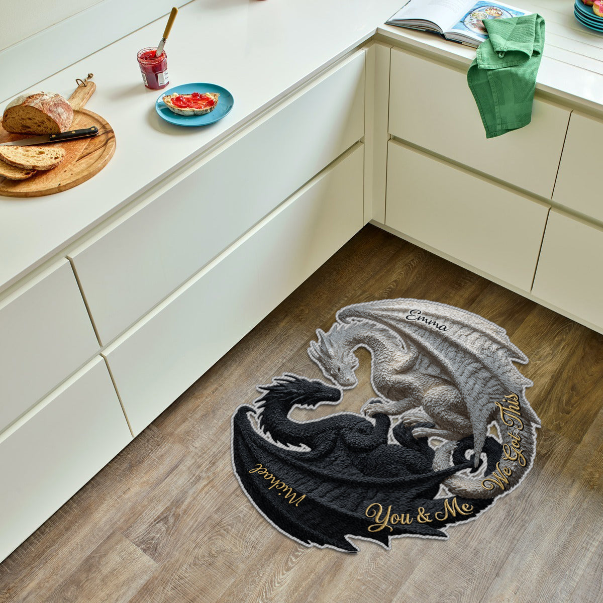 Toi et moi, on gère ! - Tapis touffeté antidérapant personnalisé avec un dragon