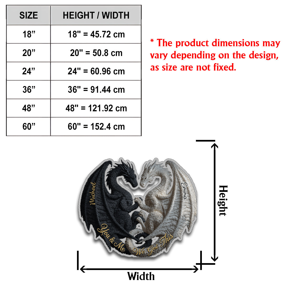 Toi et moi, on gère ! - Tapis touffeté antidérapant personnalisé avec un dragon