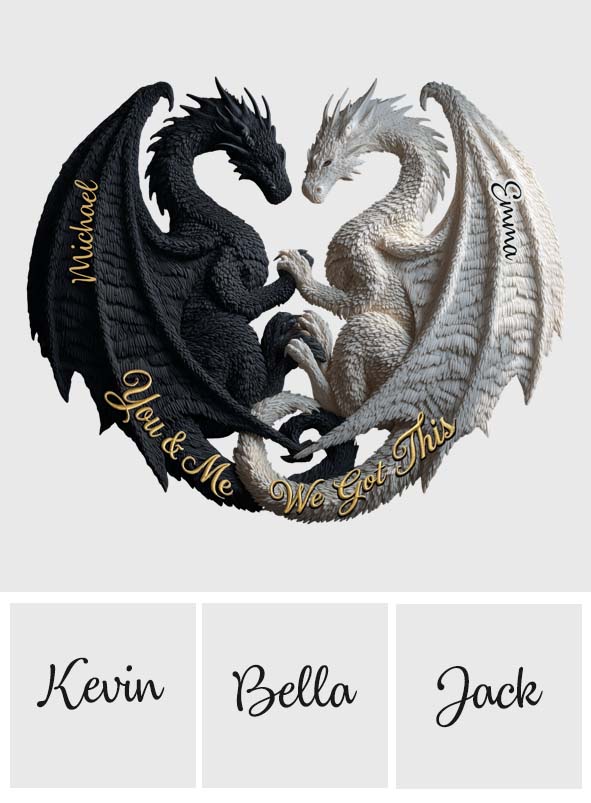 Toi et moi, on gère ! - Tapis touffeté antidérapant personnalisé avec un dragon