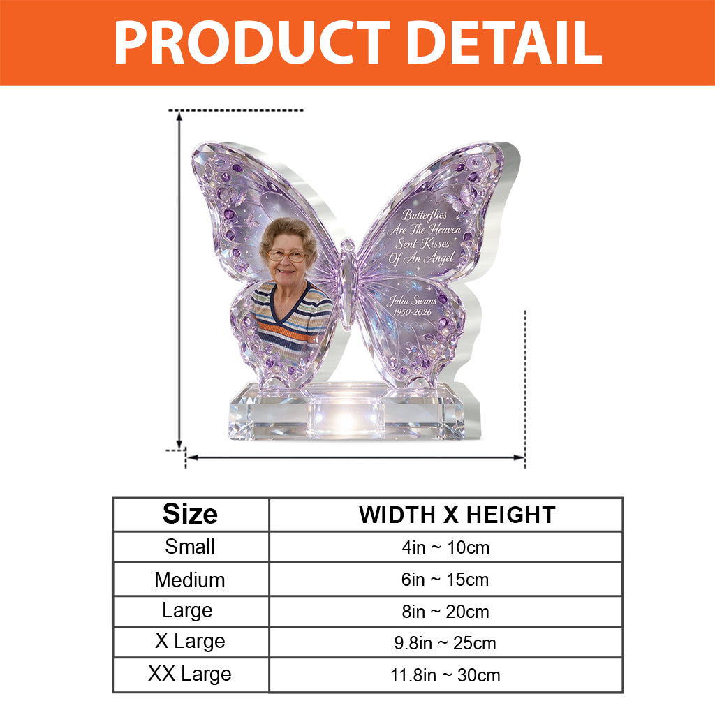Kisses Of Heaven - Personalized Memorial Custom Shaped Acrylic Plaque