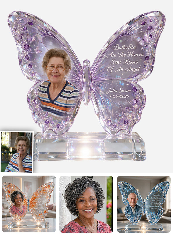 Kisses Of Heaven - Personalized Memorial Custom Shaped Acrylic Plaque