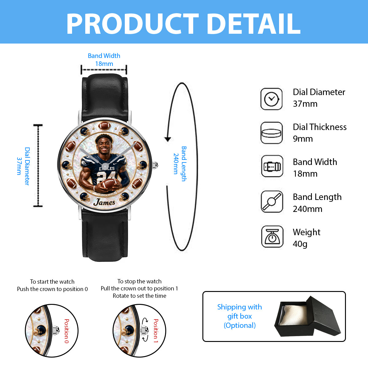 Game Day - Personalized Football Hand Watch