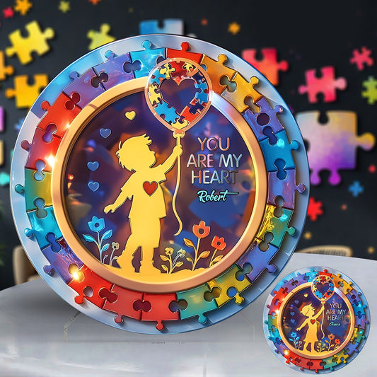 Tu es mon cœur - Plaque acrylique personnalisée pour la sensibilisation à l'autisme