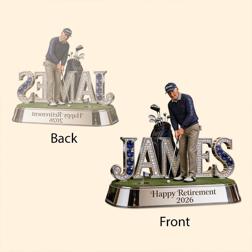 Custom Work Desk Decor For Golf Lover - Personalized Golf Custom Shaped Acrylic Plaque