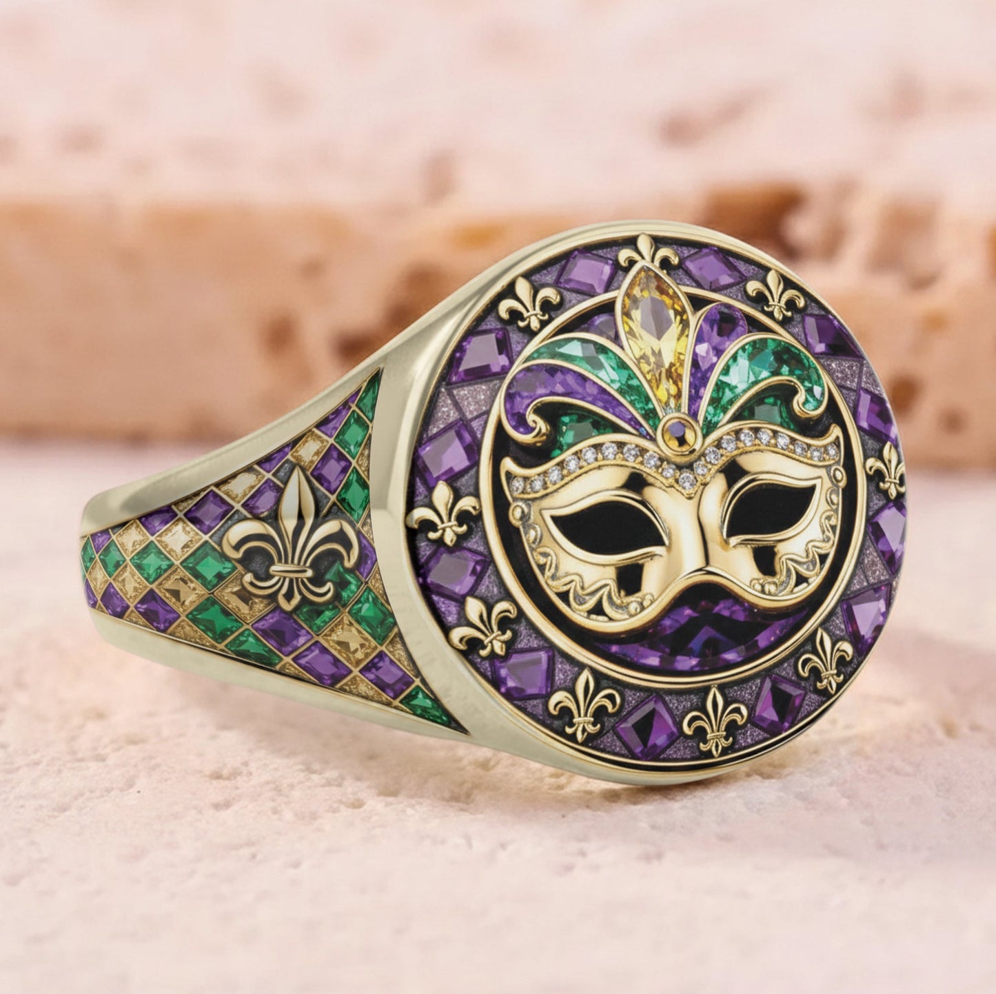 C'est Mardi Gras ! - Bague chevalière personnalisée Mardi Gras