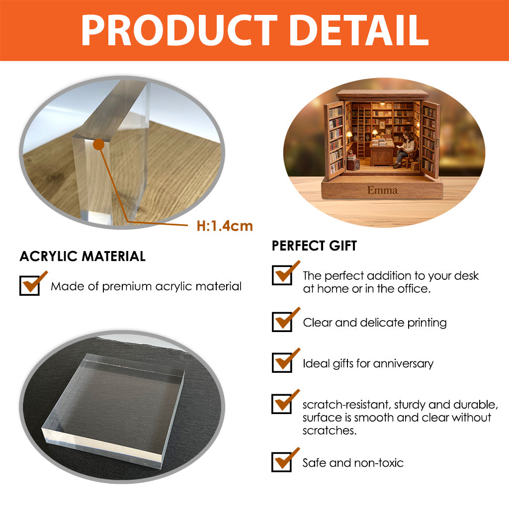 Librairie - Plaque acrylique personnalisée en forme de livre