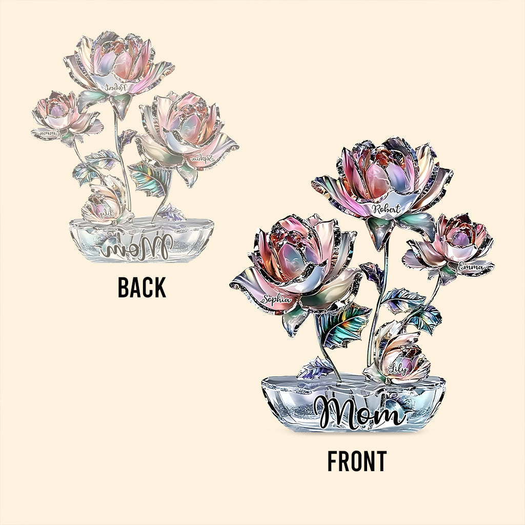 Flowers For Mom Grandma - Personalized Mother Custom Shaped Acrylic Plaque