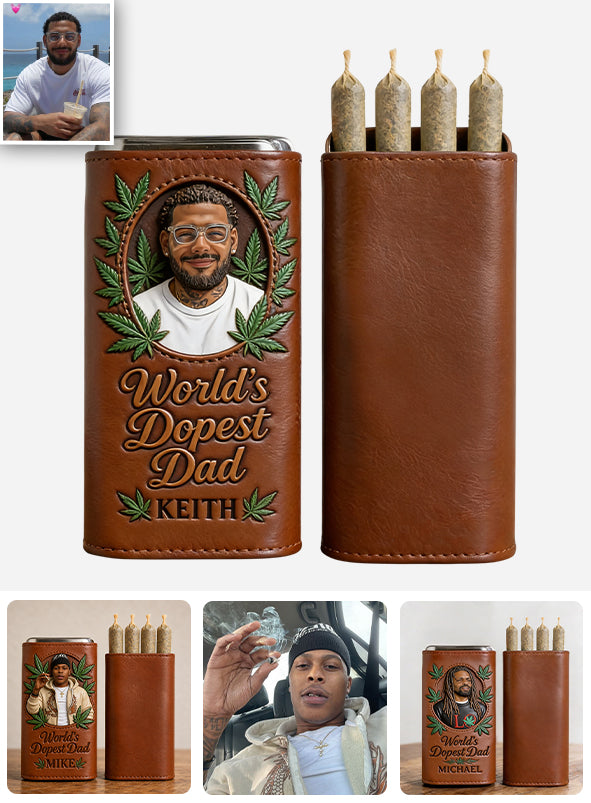 Cannabis Enthusiast, Le Meilleur Papa du Monde - Étui à Pré-rouler en Cuir Personnalisé