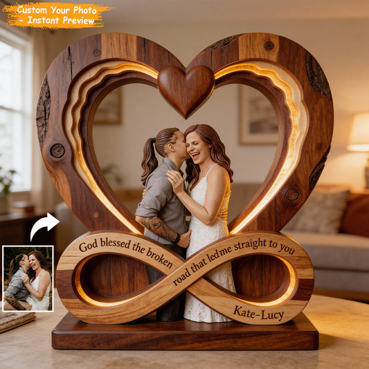 God Blessed The Broken Road - Personalized Couple Custom Shaped Acrylic Plaque