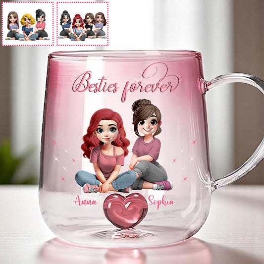 Meilleures amies pour toujours - Mug en verre dégradé personnalisé pour meilleures amies