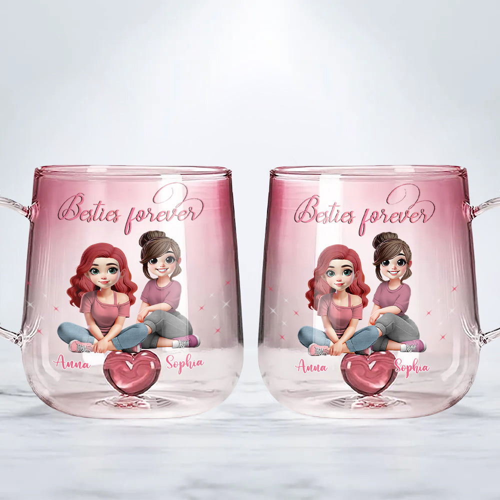 Besties Forever - Personalized Bestie Gradient Glass Mug