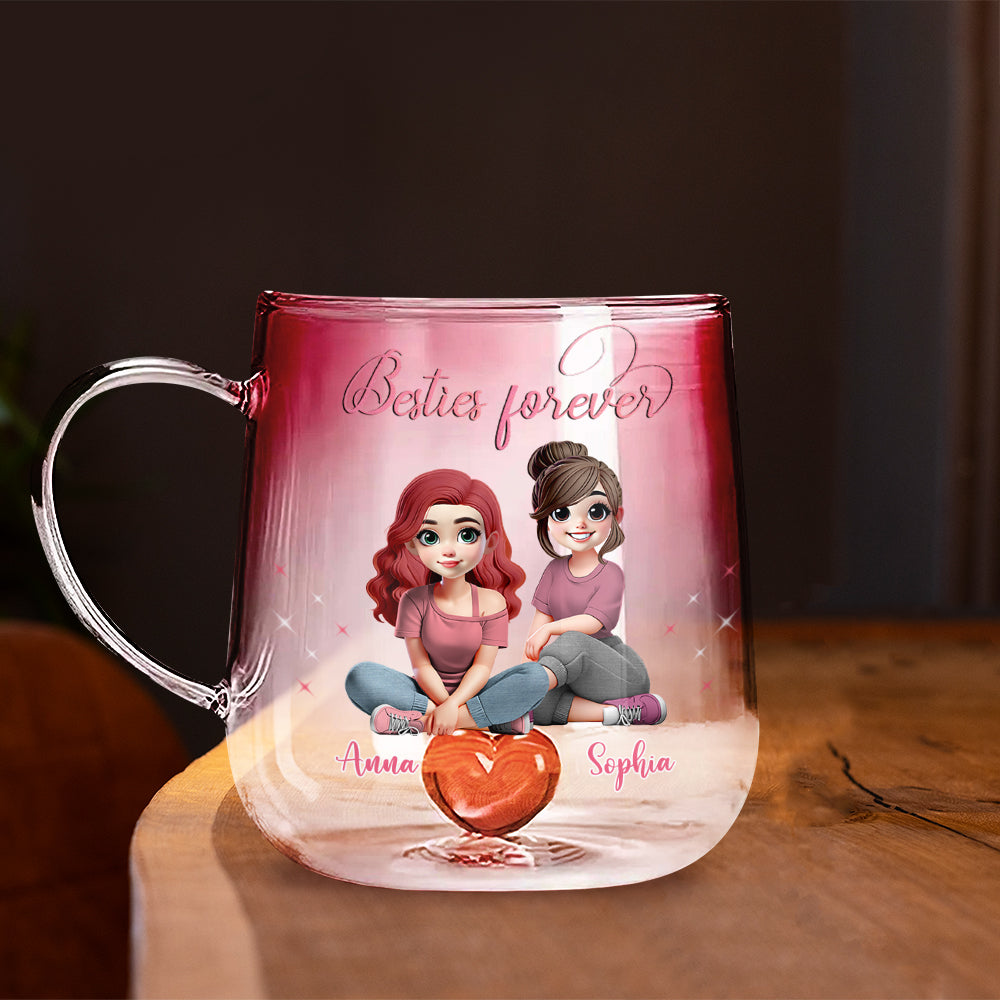 Besties Forever - Personalized Bestie Gradient Glass Mug