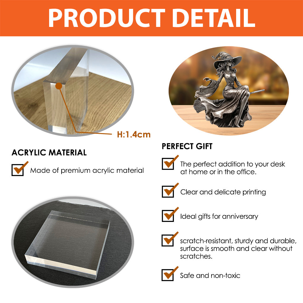 Sorcière gracieuse - Plaque acrylique personnalisée en forme de sorcière