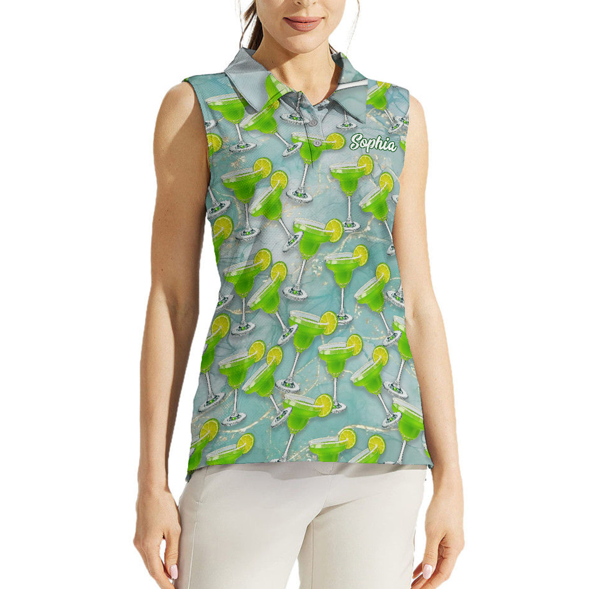 Polo de golf sans manches personnalisé Margarita Mulligans