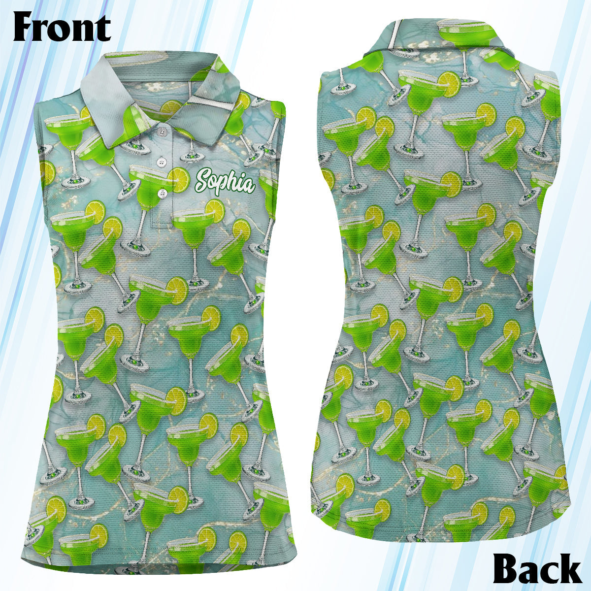 Polo de golf sans manches personnalisé Margarita Mulligans