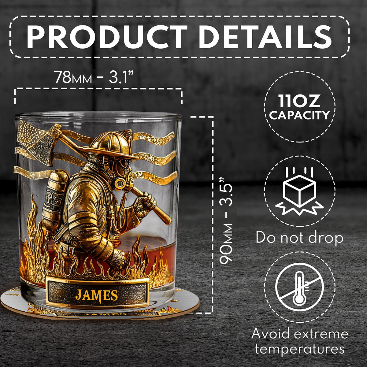 Fier pompier - Verre à whisky personnalisé pour pompier