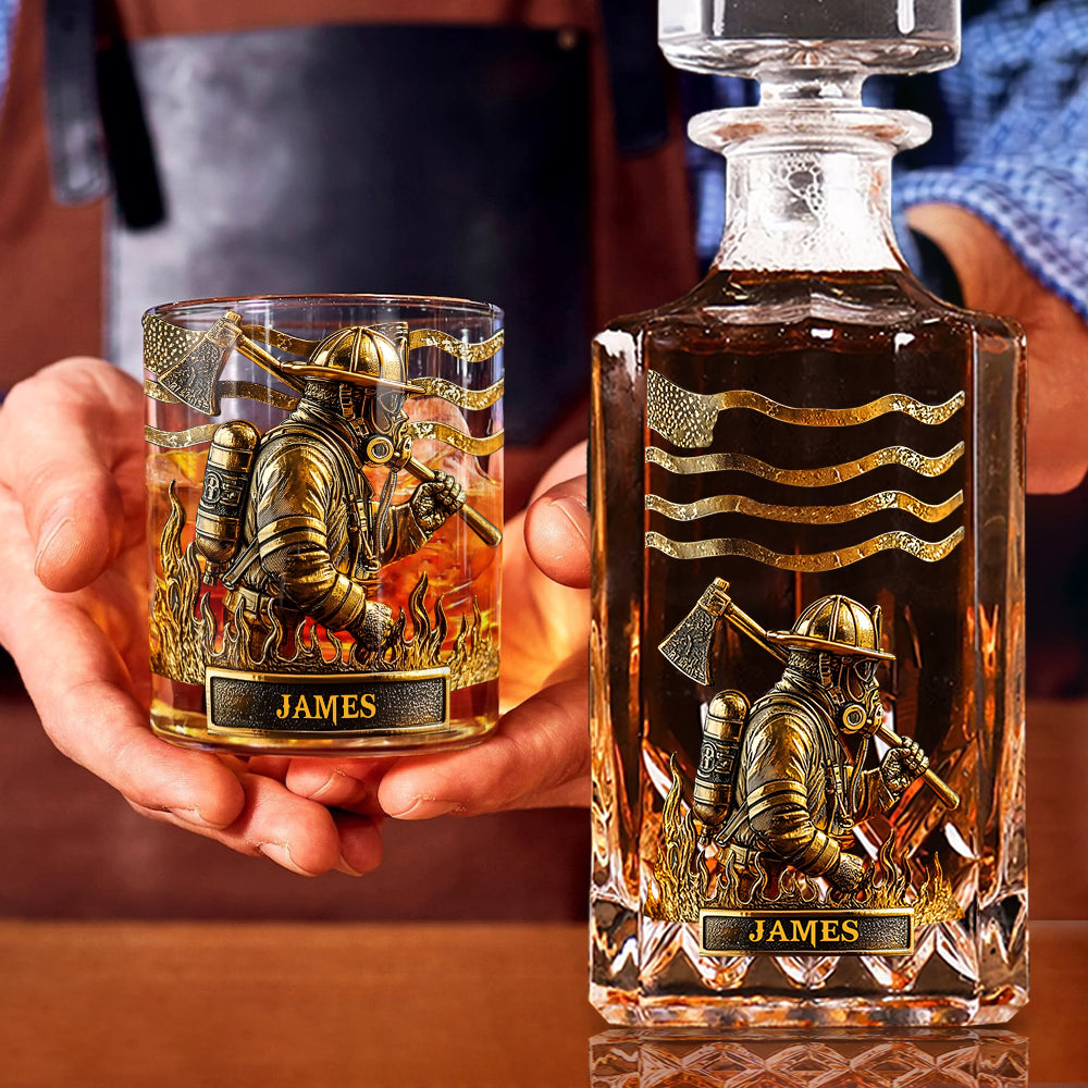 Fier pompier - Coffret carafe à whisky personnalisée pour pompier