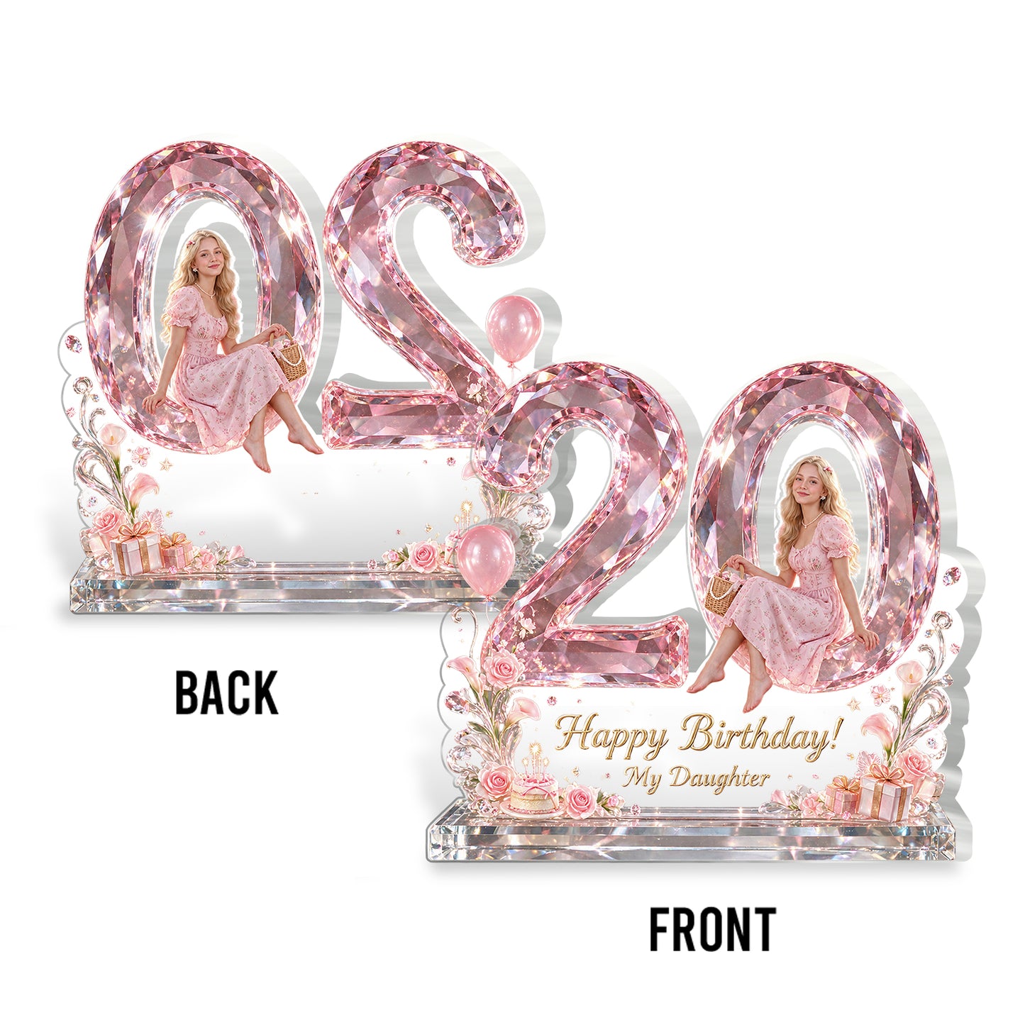 Custom Age Birthday Gift - Personalized Birthday 2-Side Printed Acrylic Plaque
