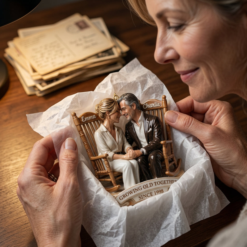 Vieillir Ensemble - Ornement 3D Premium Personnalisé pour Couples