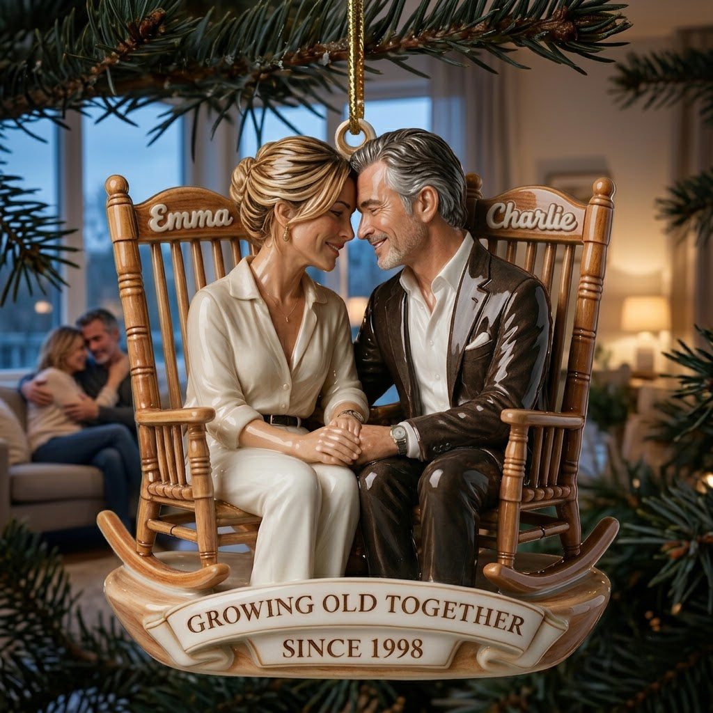 Vieillir Ensemble - Ornement 3D Premium Personnalisé pour Couples