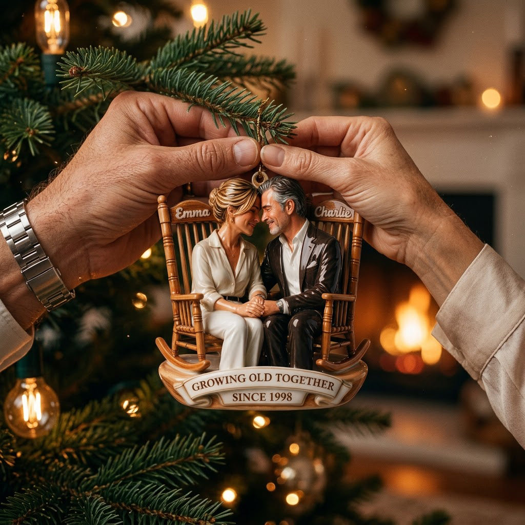 Vieillir Ensemble - Ornement 3D Premium Personnalisé pour Couples