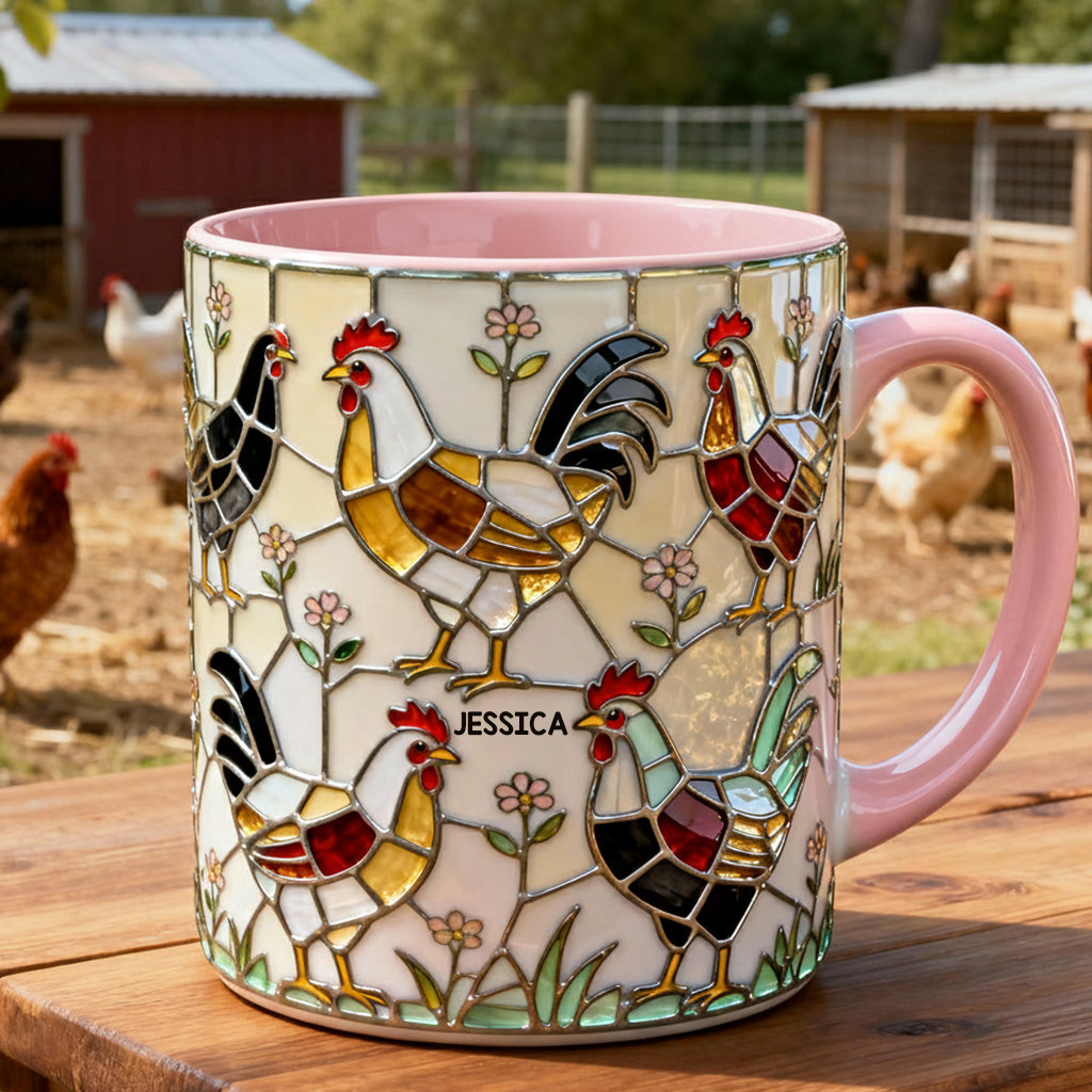 Ferme avicole - Mug et sous-verre personnalisés avec motif poulet